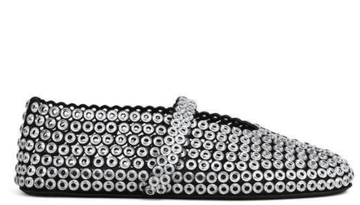 Alaïa Suede Glass-Embellished Ballet Flats (Women's)